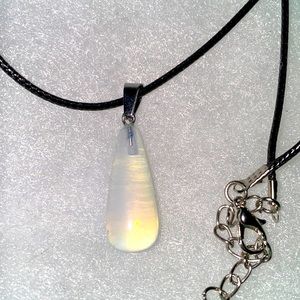 Boho Natural Opal drop Black Cord 16-18” Neckl…